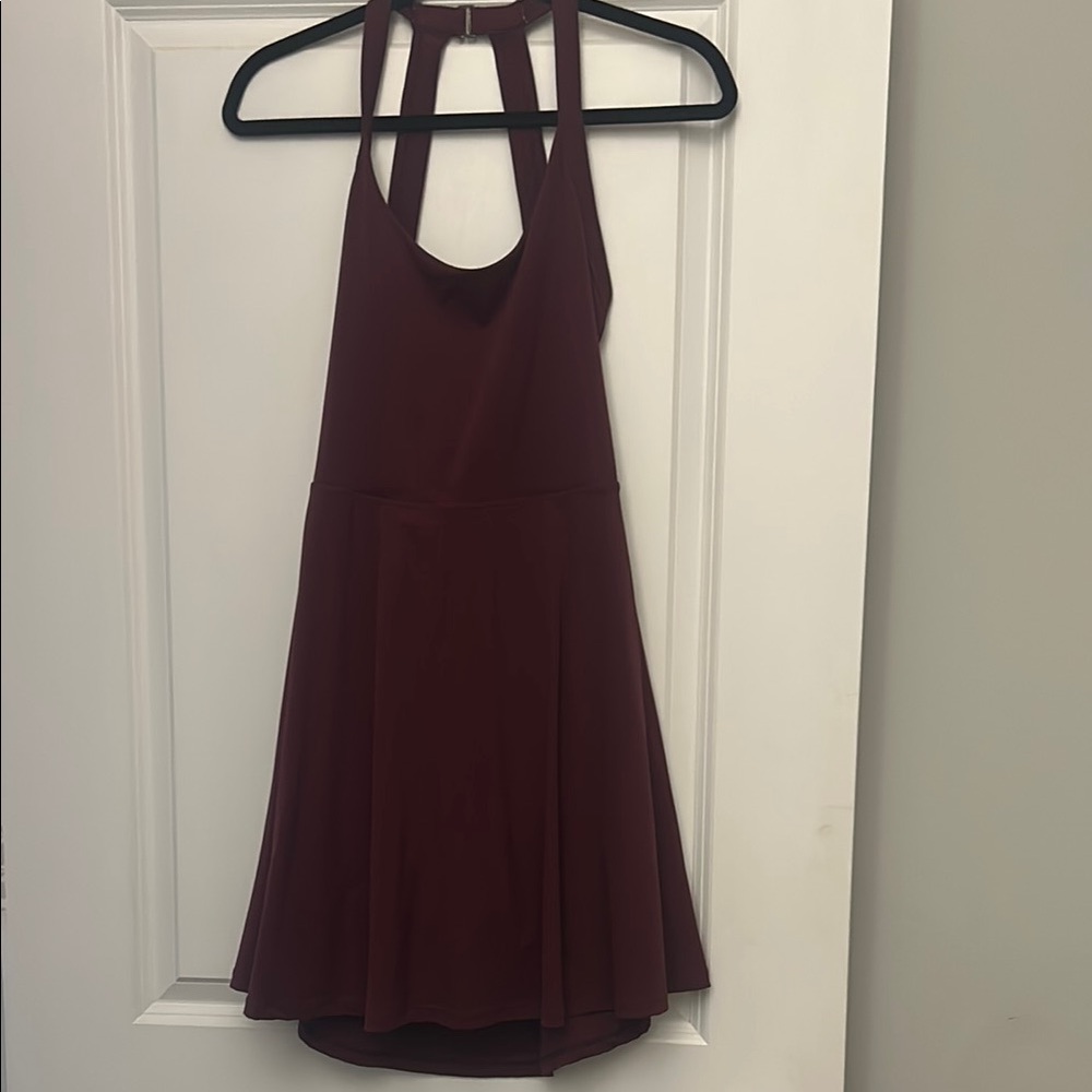 Elegant Burgundy Halter Dress